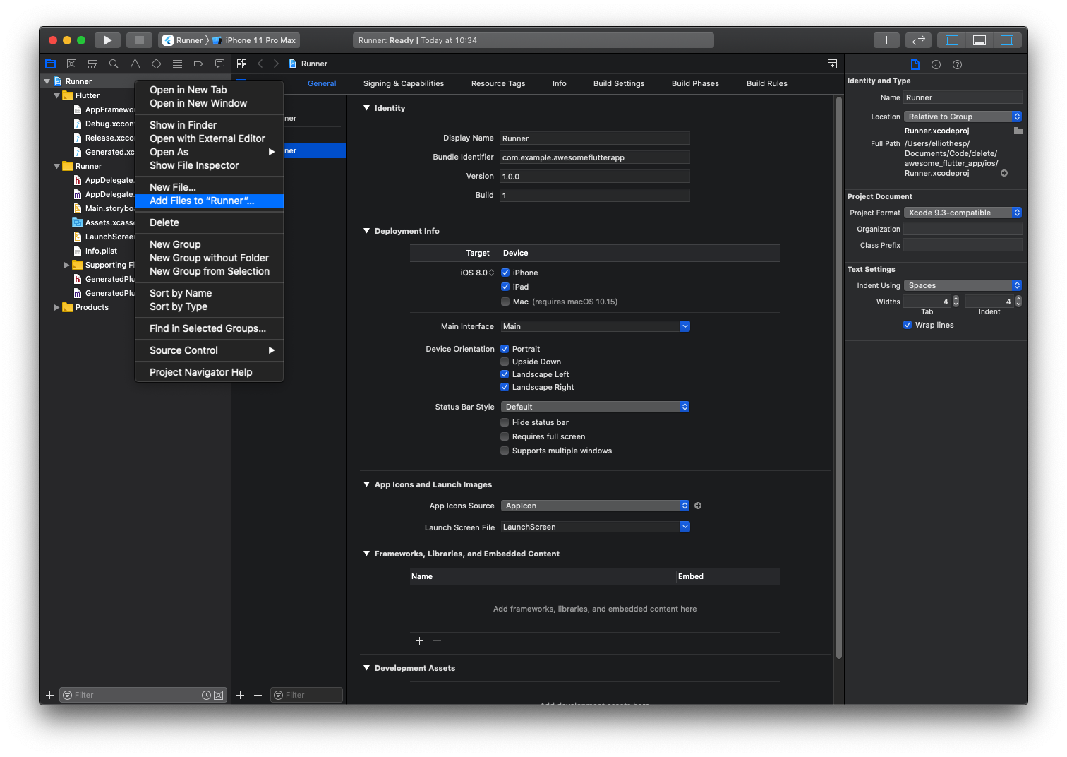 Add files via Xcode