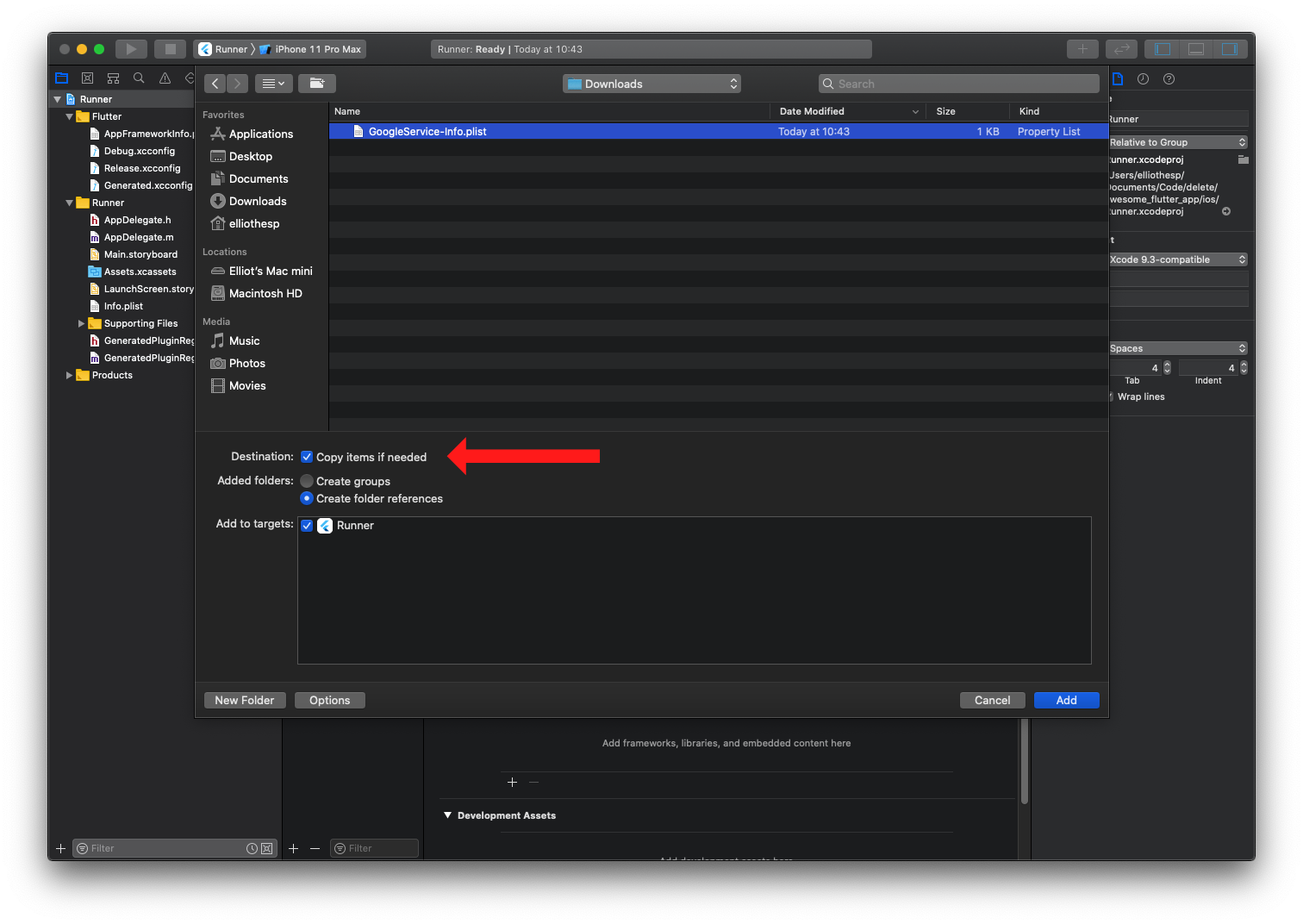 Add files via Xcode